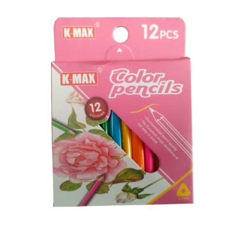  علبة الوان خشب كلاسيك K-MAX - اقلام قصيرة - 12قطعة