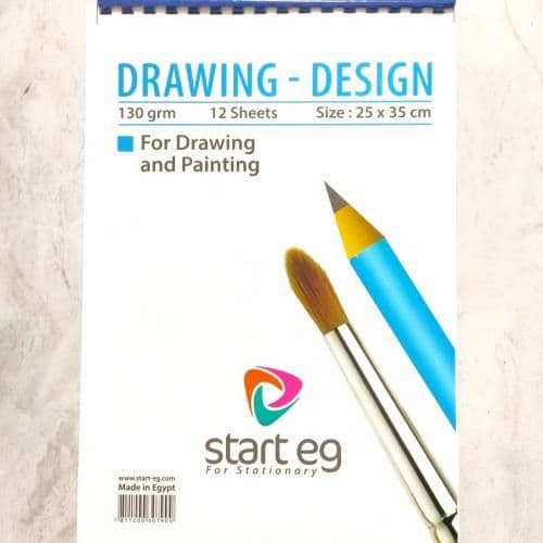 اسكتش رسم 35 *25 ابيض 12 ورقه 130 جم / م