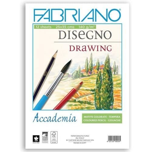  اسكتش رسم فابريانو 35 *25 ابيض 12 ورقه 140 جم / م2