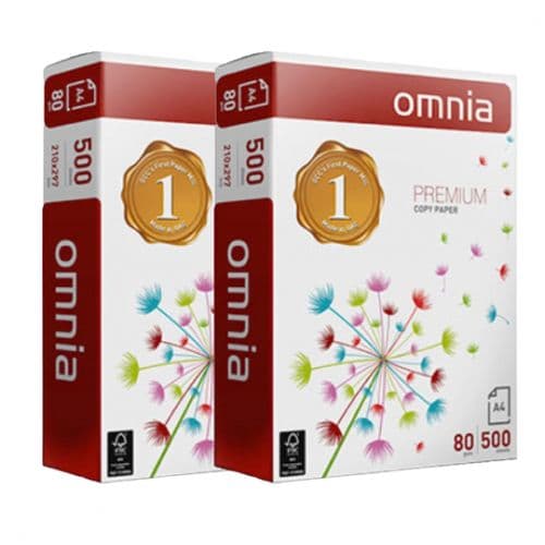 Omnia ورق تصوير و طباعه امنية ابيض - ٨٠ جم- 2 رزمة A4