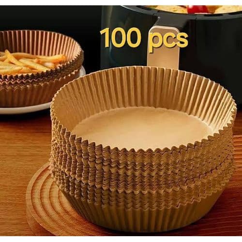 ورق طهي غير لاصق للمقلاة الهوائية، تصميم دائري، 100 قطعة، مقاس 16*4.5