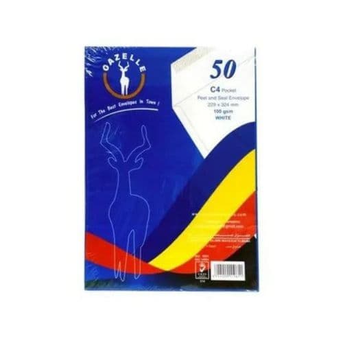 باكيت ظرف غزال C4 ذاتي اللصق 100 جرام مقاس 229 × 324 مم - 50 قطعة