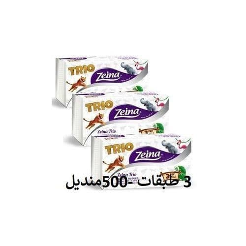 منادل سحب زينة عبوة 500 منديل 3 طبقة عرض مكون من 3 عبوات 